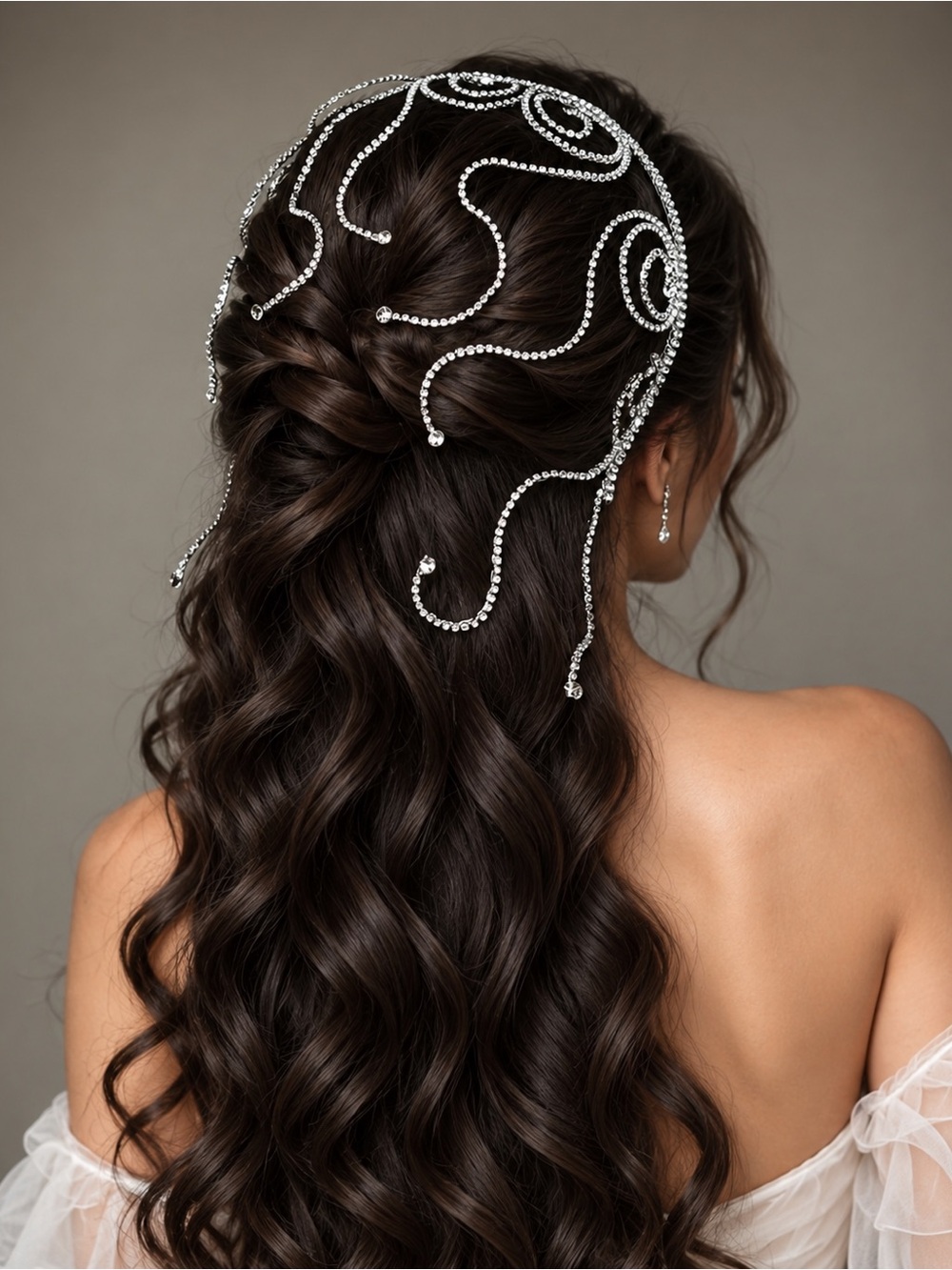 Silver Rhinestone Hair Comb Headpiece - Picture 4 of 5